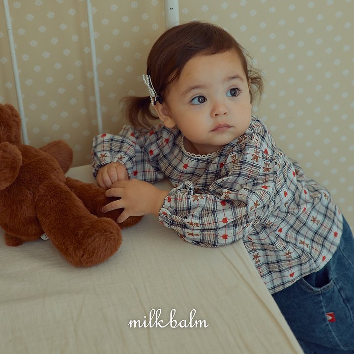 Milk Balm - Korean Children Fashion - #kidzfashiontrend - Check Bear Blouse - 7