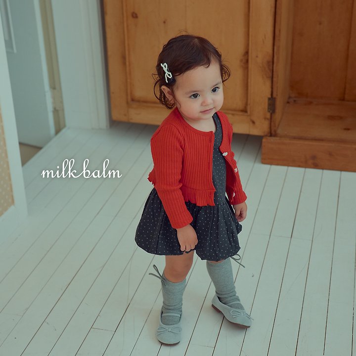Milk Balm - Korean Children Fashion - #kidzfashiontrend - Heart Ribbed Cardigan Set - 6