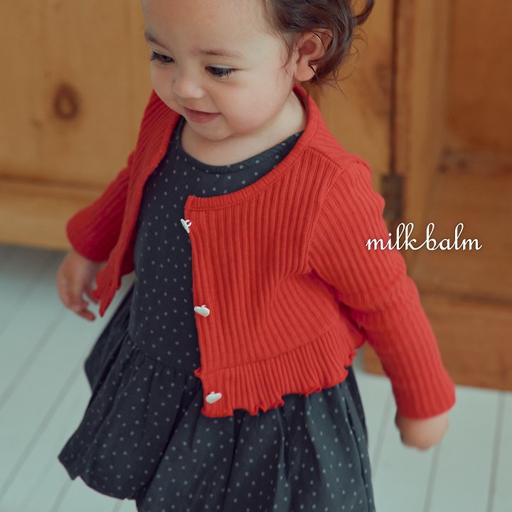 Milk Balm - Korean Children Fashion - #littlefashionista - Heart Ribbed Cardigan Set - 8