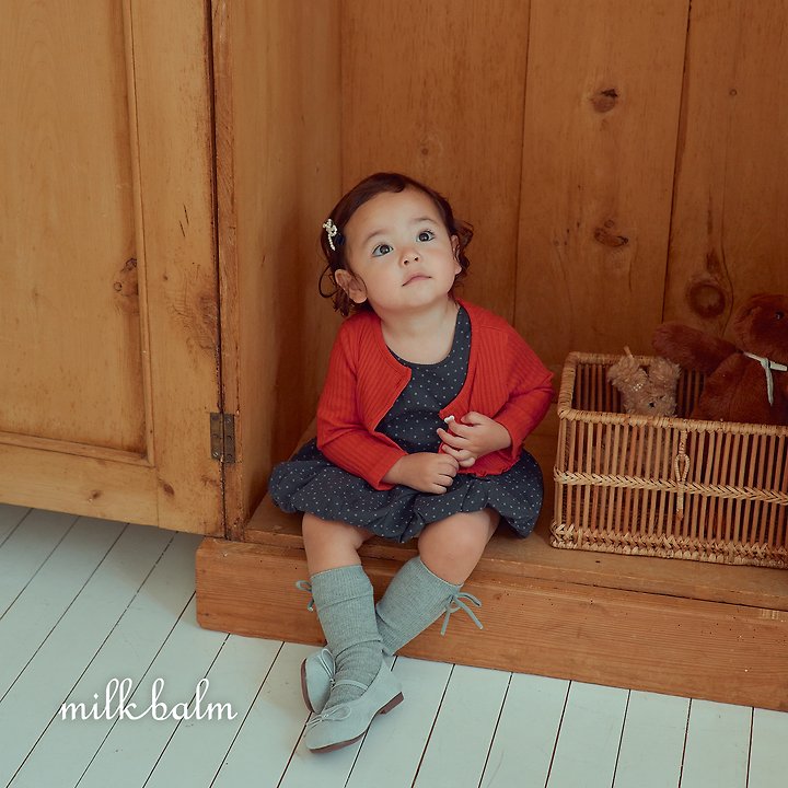 Milk Balm - Korean Children Fashion - #prettylittlegirls - Heart Ribbed Cardigan Set - 11