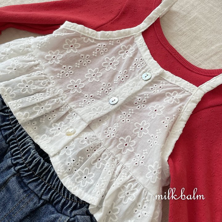 Milk Balm - Korean Children Fashion - #stylishchildhood - Eyelet X tee - 5