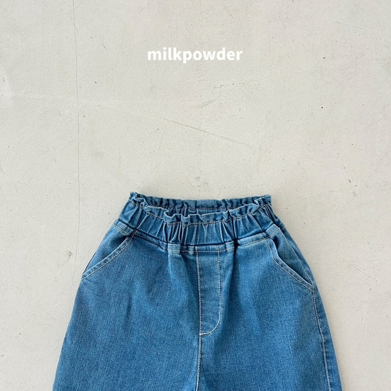 Milk Powder - Korean Children Fashion - #designkidswear - Check Denim Pants - 5