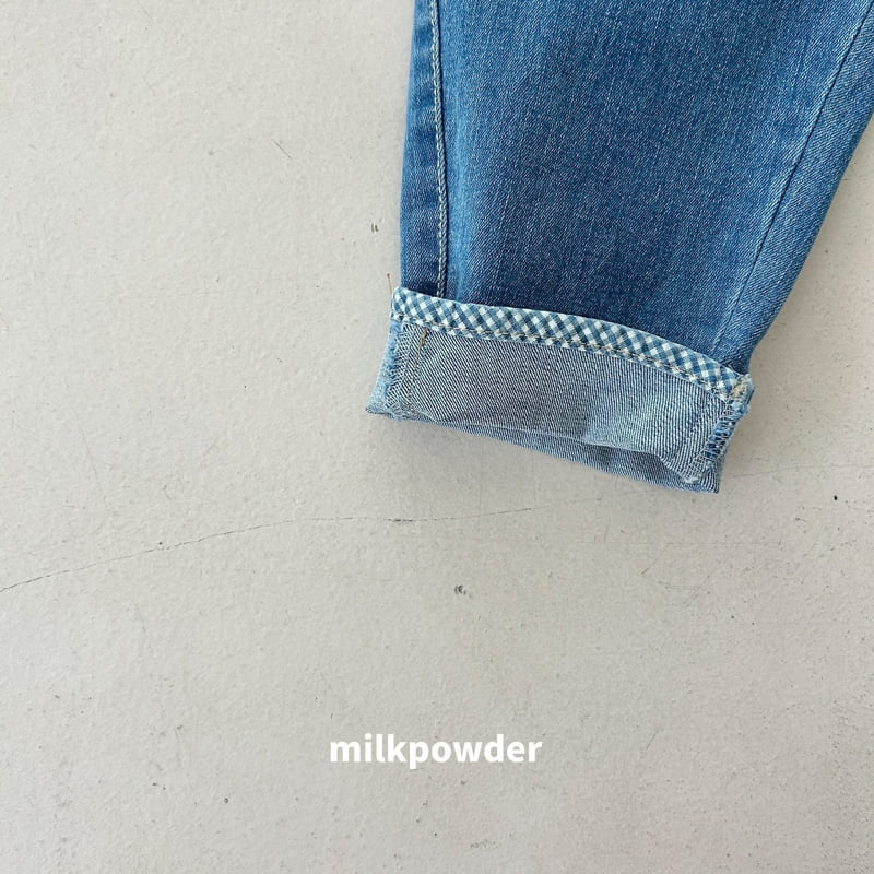 Milk Powder - Korean Children Fashion - #fashionkids - Check Denim Pants - 7