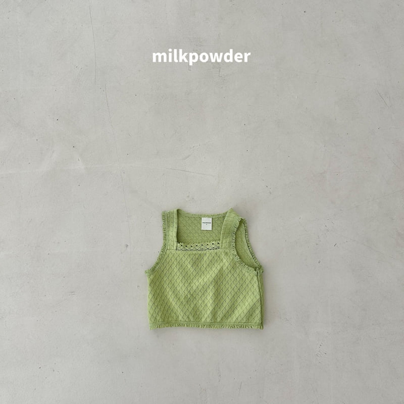 Milk Powder - Korean Children Fashion - #kidsshorts - Green Lace Vest - 12