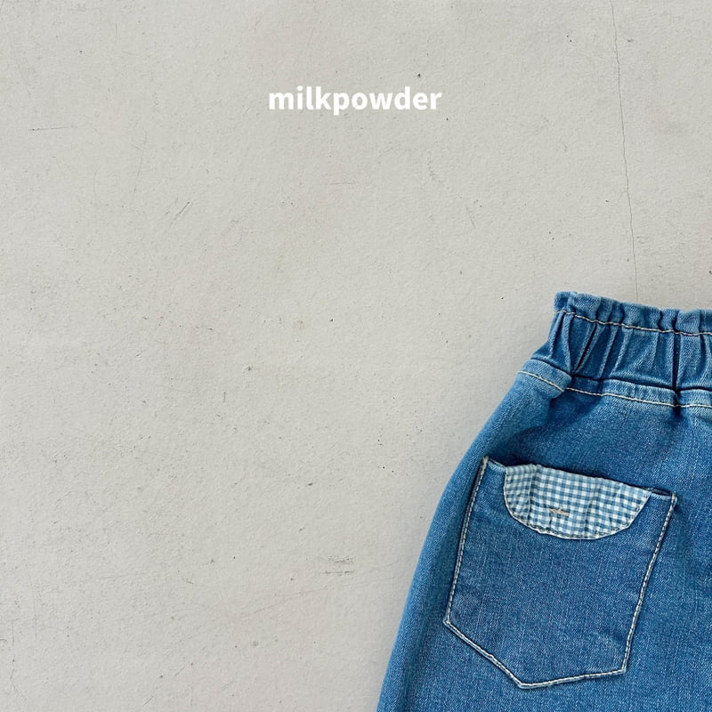 Milk Powder - Korean Children Fashion - #kidsstore - Check Denim Pants - 9