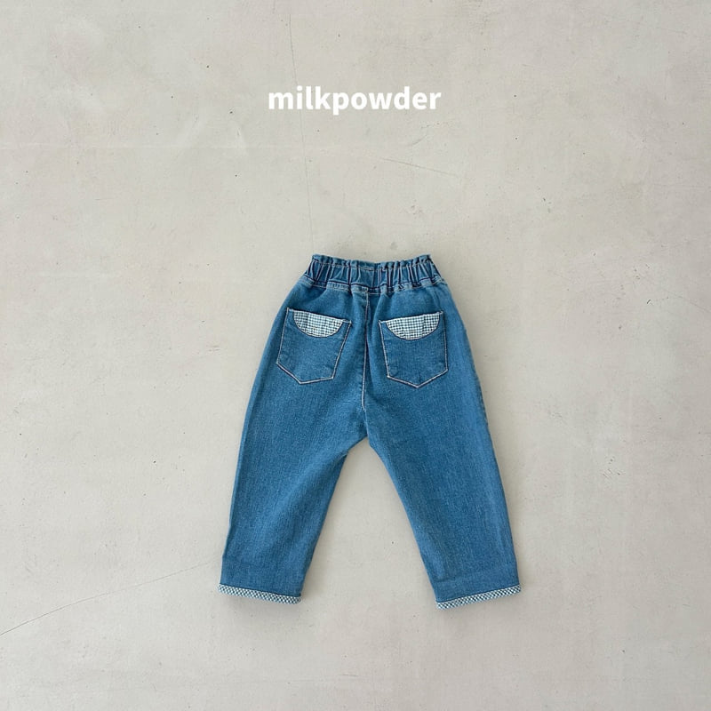 Milk Powder - Korean Children Fashion - #kidzfashiontrend - Check Denim Pants - 10