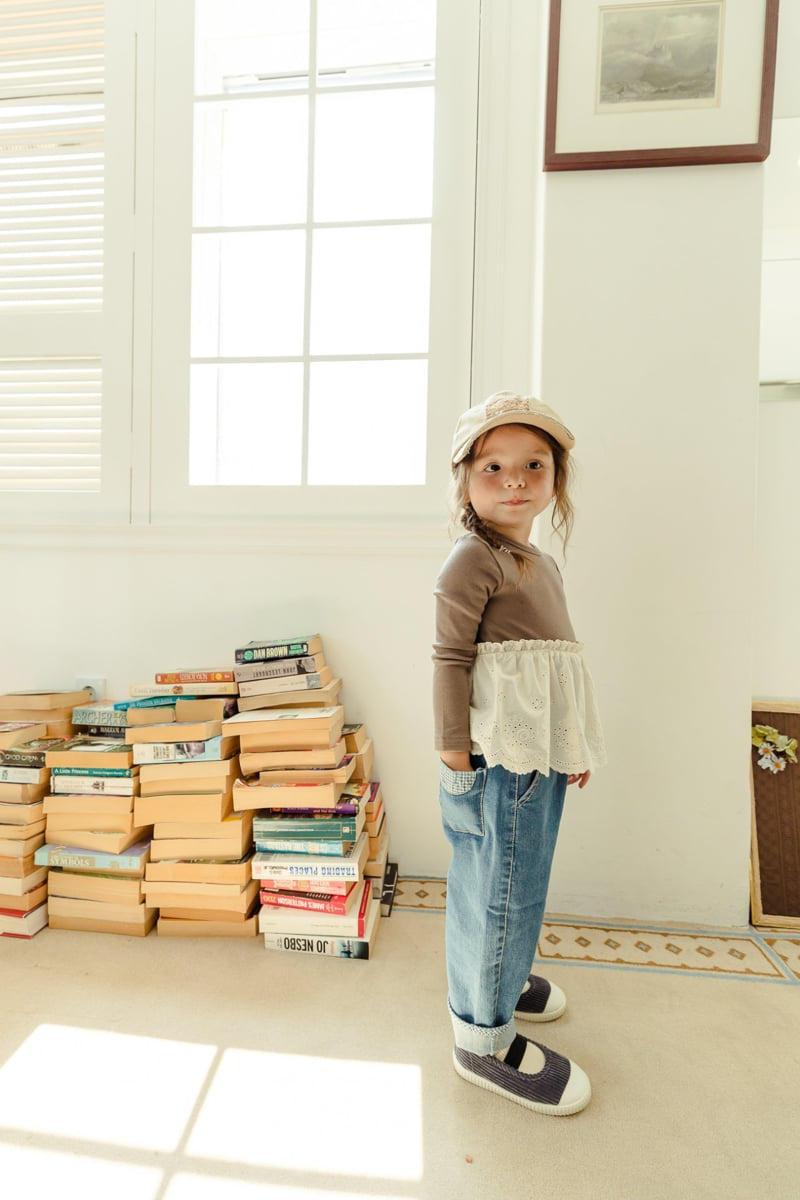 Milk Powder - Korean Children Fashion - #littlefashionista - Check Denim Pants - 12