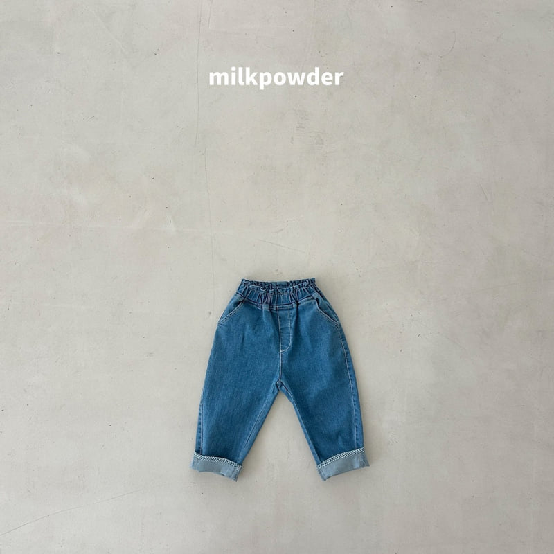 Milk Powder - Korean Children Fashion - #prettylittlegirls - Check Denim Pants