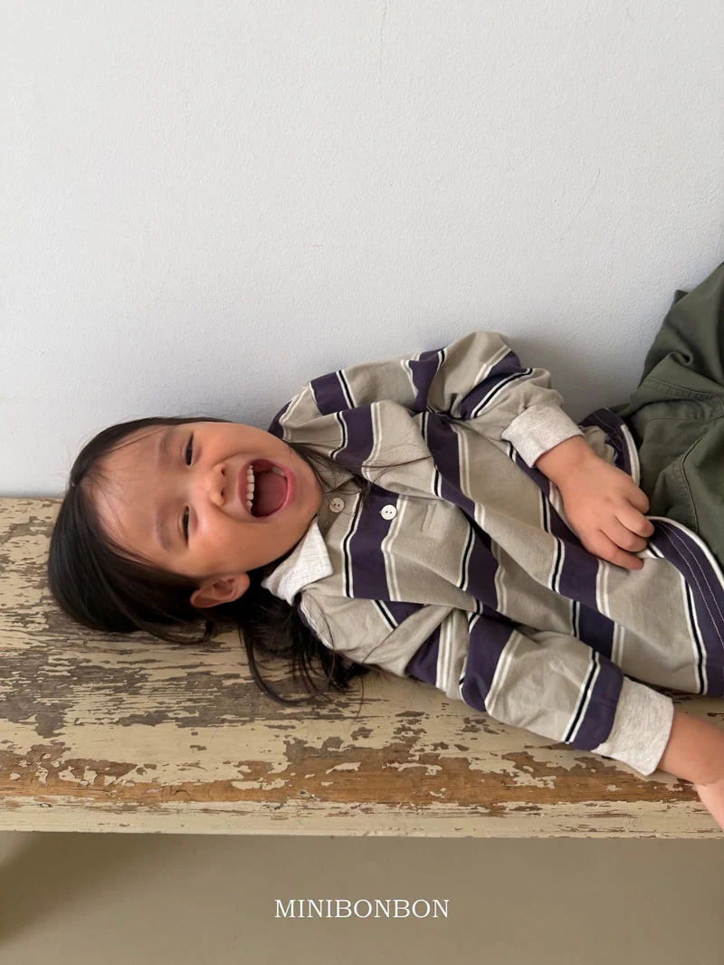 Mini Bongbong - Korean Children Fashion - #Kfashion4kids - Stripe Collar Tee - 5