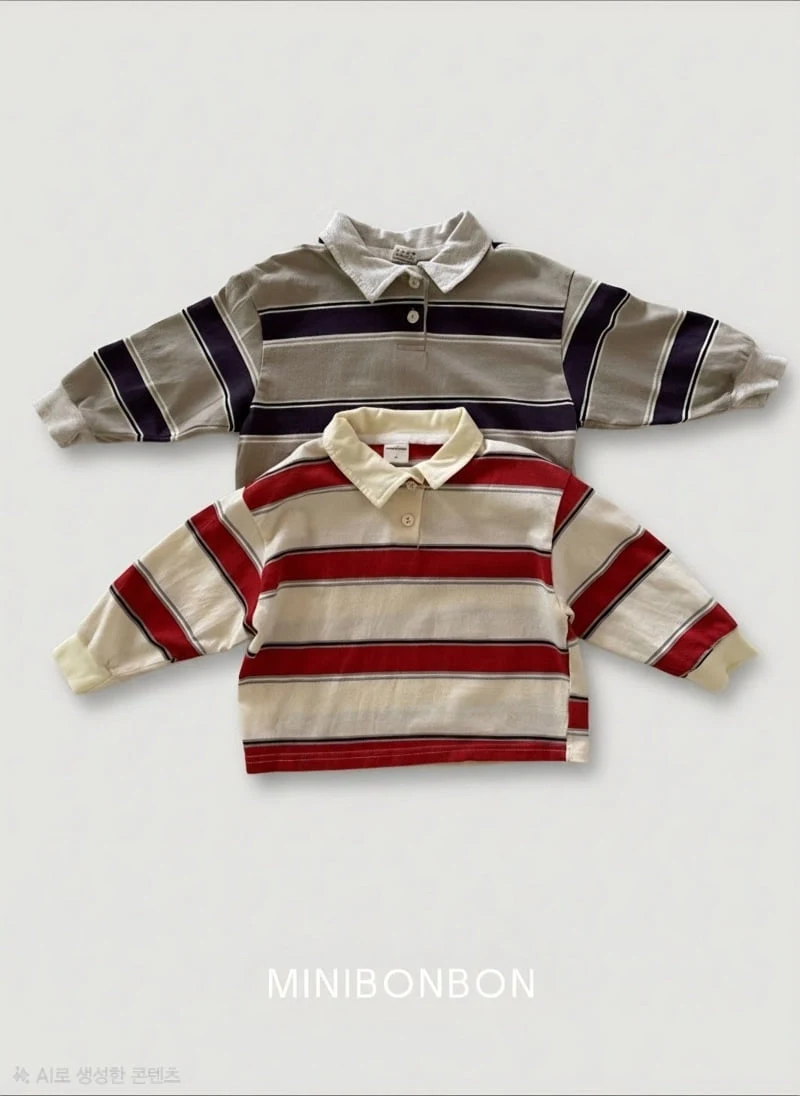 Mini Bongbong - Korean Children Fashion - #fashionkids - Stripe Collar Tee