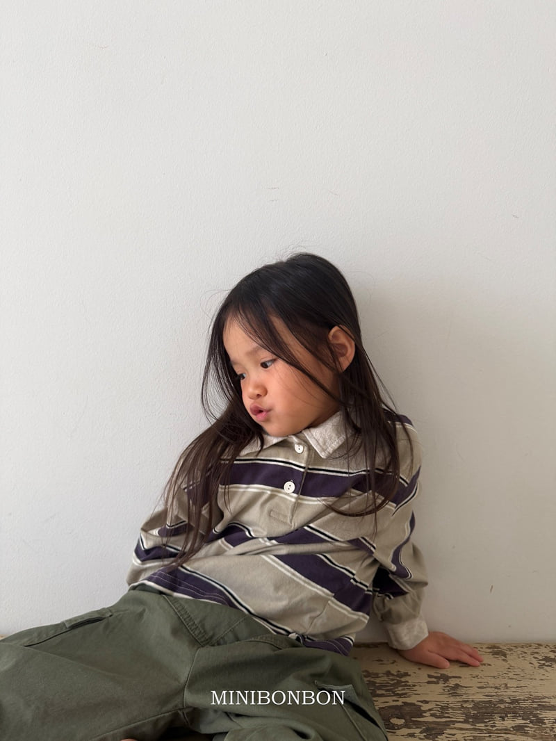 Mini Bongbong - Korean Children Fashion - #kidsstore - Stripe Collar Tee - 4
