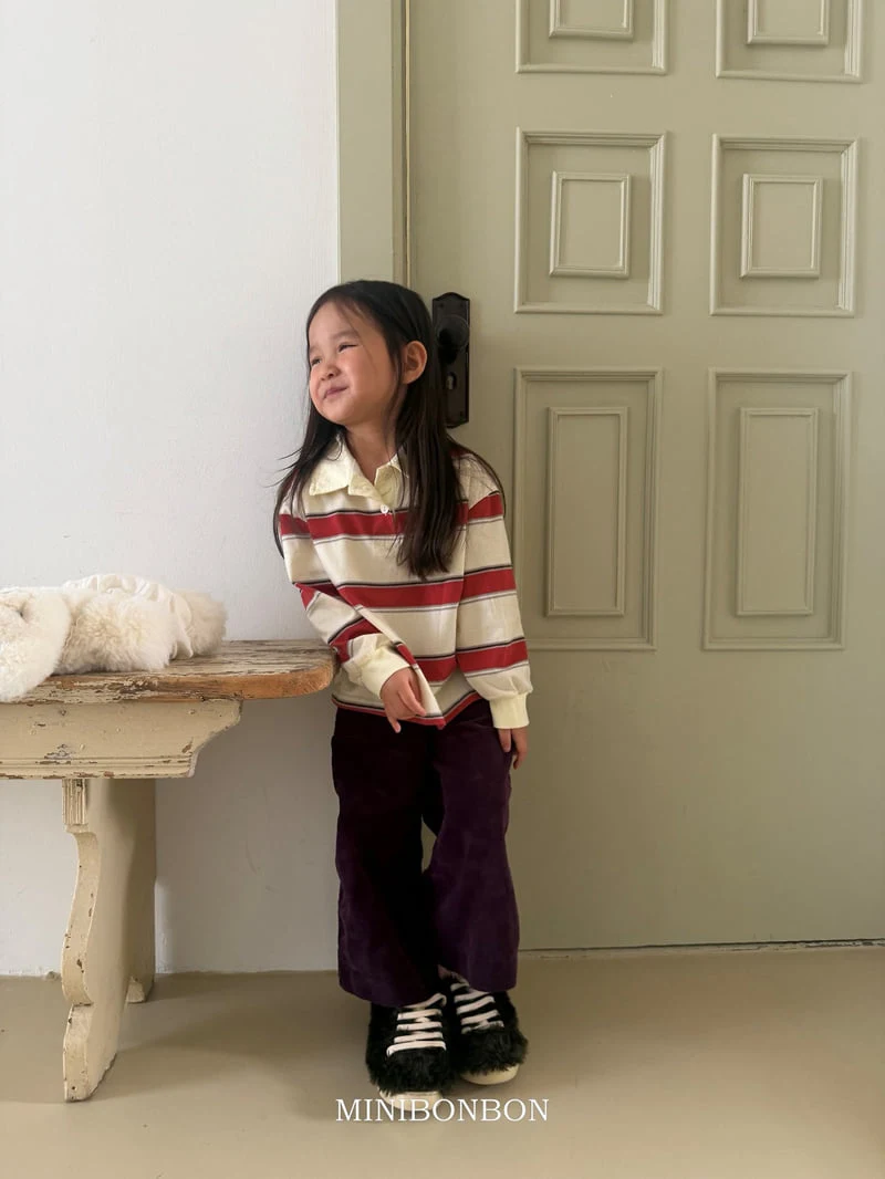 Mini Bongbong - Korean Children Fashion - #prettylittlegirls - Stripe Collar Tee - 9