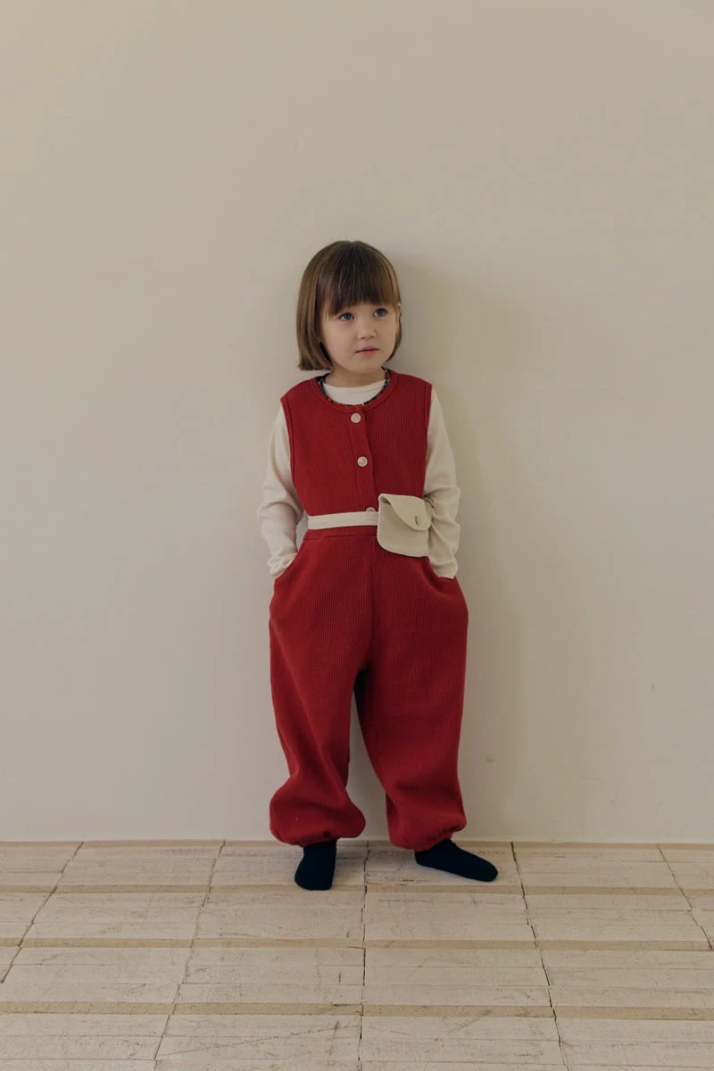 Mome - Korean Children Fashion - #kidzfashiontrend - Waffle Button Jumpsuit - 4