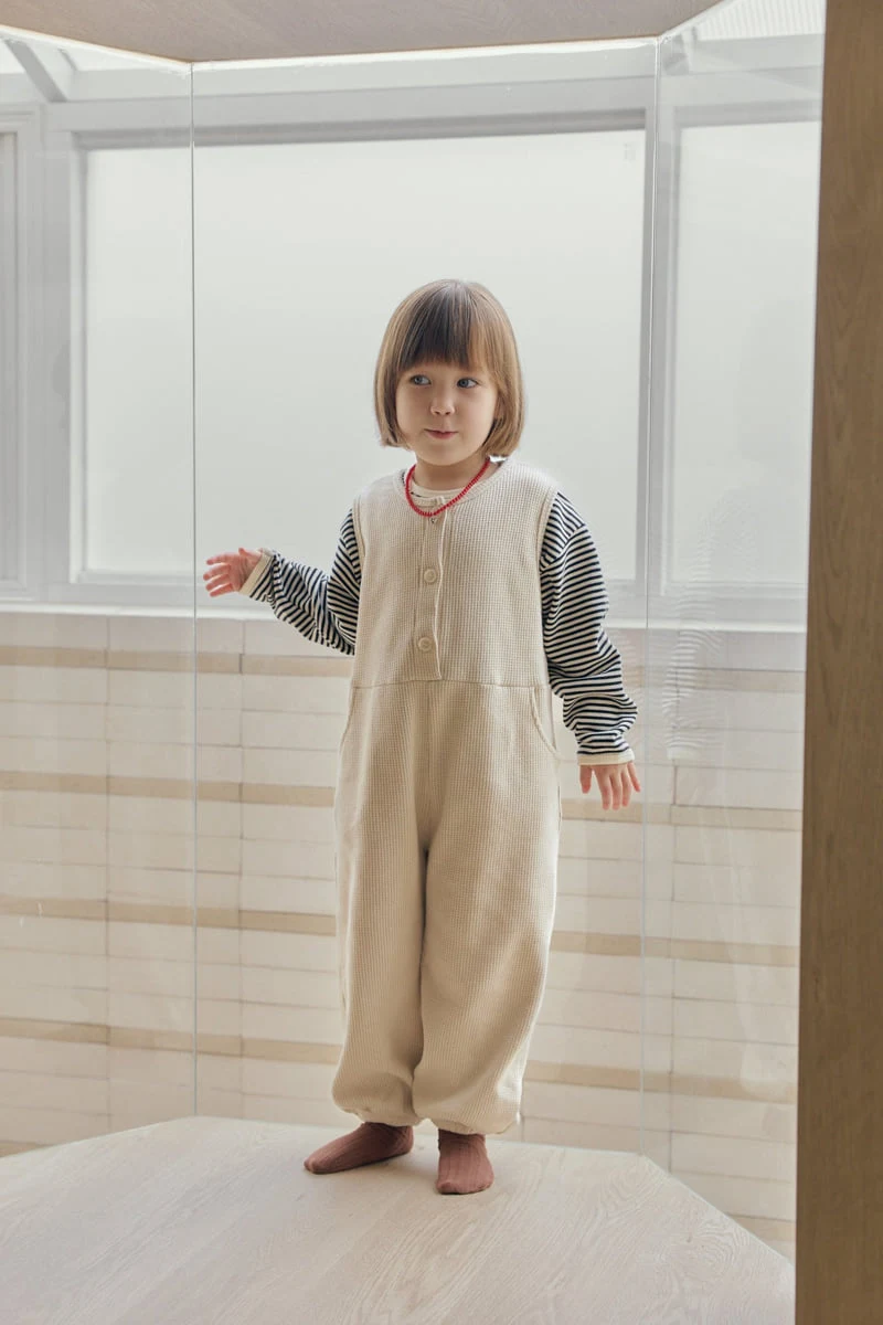 Mome - Korean Children Fashion - #childofig - Waffle Button Jumpsuit - 12