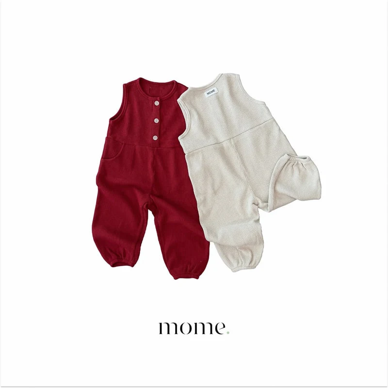 Mome - Korean Children Fashion - #kidzfashiontrend - Waffle Button Jumpsuit - 3