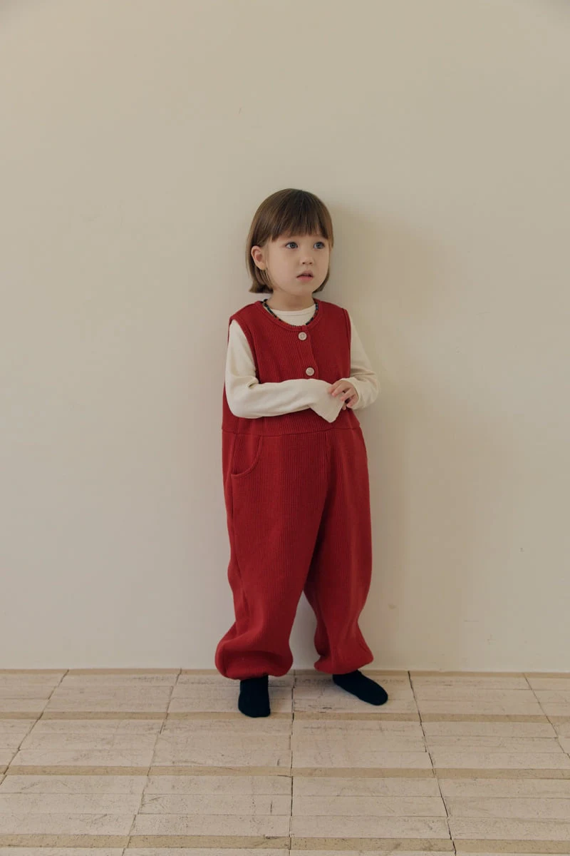 Mome - Korean Children Fashion - #minifashionista - Waffle Button Jumpsuit - 7