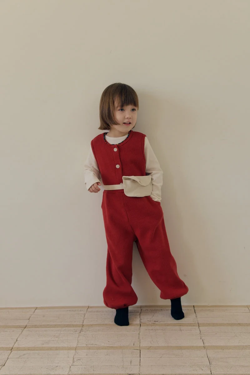 Mome - Korean Children Fashion - #prettylittlegirls - Waffle Button Jumpsuit - 8