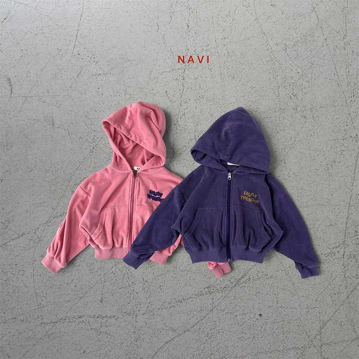 Navi - Korean Children Fashion - #littlefashionista - Flower Hood Zip-up Jacket