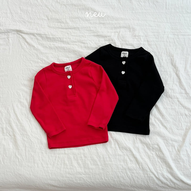 Neu - Korean Children Fashion - #prettylittlegirls - Heart Button Tee
