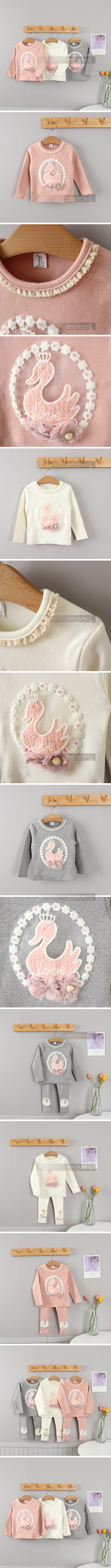 New Pierrot - Korean Children Fashion - #childrensboutique - Crown Swan Tee