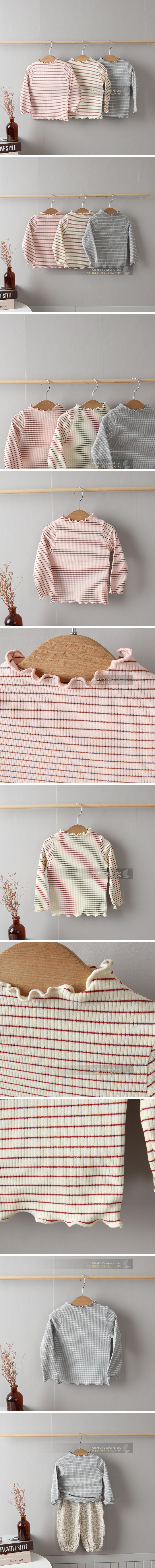 New Pierrot - Korean Children Fashion - #magicofchildhood - Frill Striped Tee