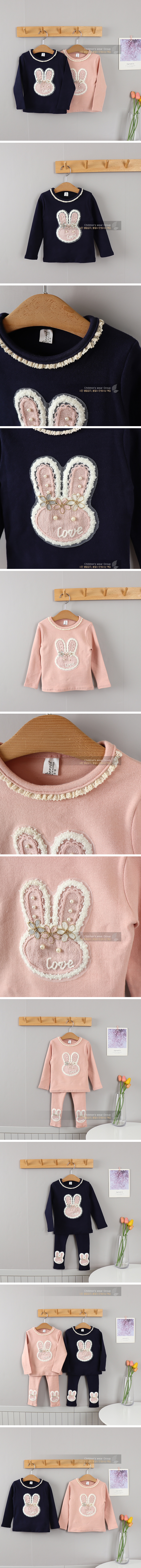 New Pierrot - Korean Children Fashion - #prettylittlegirls - Flower Rabbit Tee
