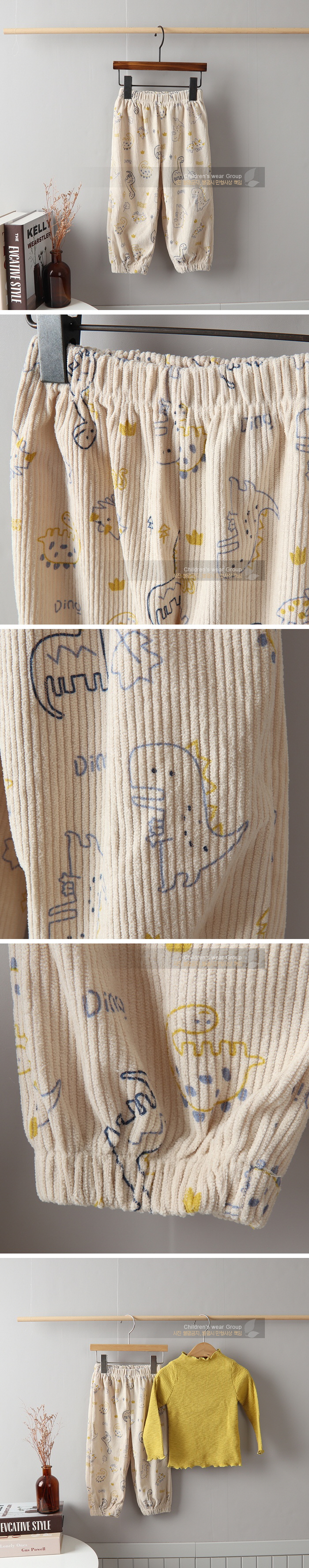 New Pierrot - Korean Children Fashion - #todddlerfashion - Baby Dinosaur Fine Rib Pants
