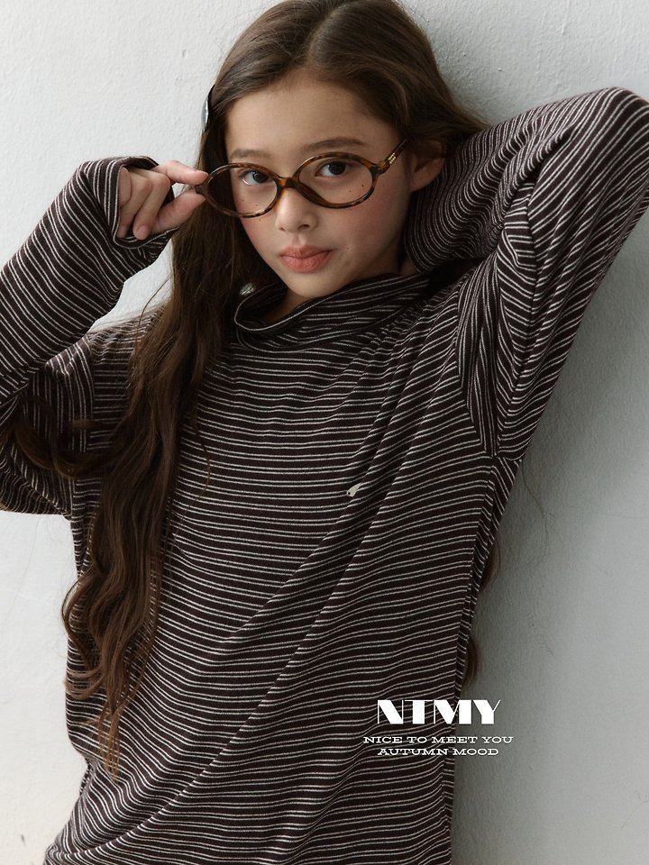 Nice To Meet You - Korean Children Fashion - #discoveringself - Latte Turtleneck Tee