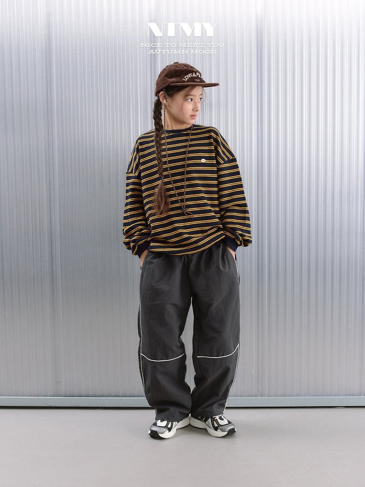 Nice To Meet You - Korean Children Fashion - #kidsshorts - Tori Striped Raglan Sweatshirt - 12