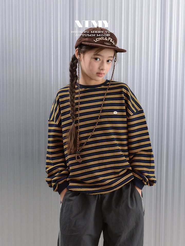 Nice To Meet You - Korean Children Fashion - #littlefashionista - Tori Striped Raglan Sweatshirt - 2