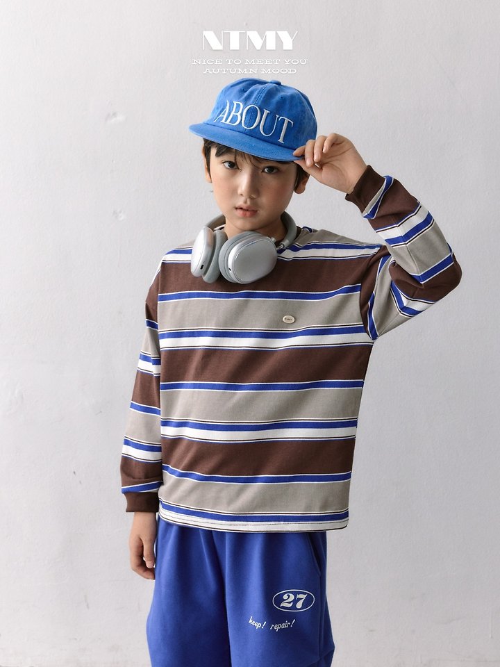 Nice To Meet You - Korean Children Fashion - #littlefashionista - Border Multi Tee - 4
