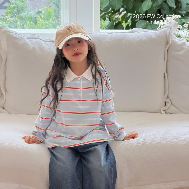 Ninibello - Korean Children Fashion - #kidsstore - Milky Stripe Collar Tee