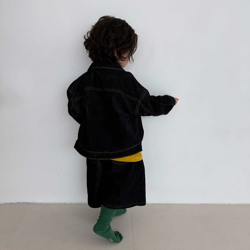O Wa - Korean Children Fashion - #designkidswear - Stitch Denim Jacket - 4