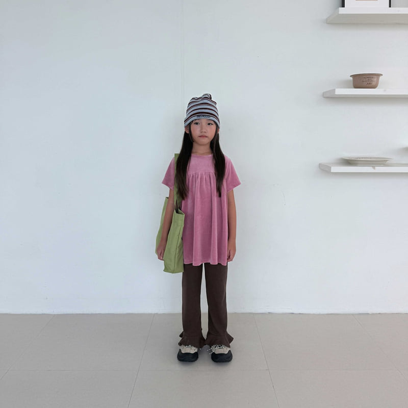 O Wa - Korean Children Fashion - #kidsstore - Shirring Veloure One-piece - 5