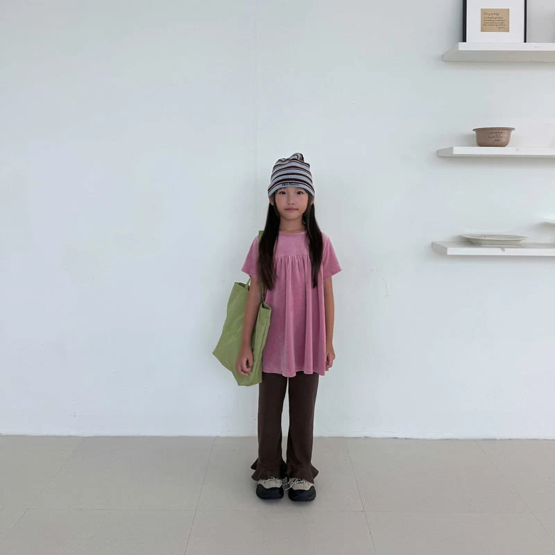 O Wa - Korean Children Fashion - #kidzfashiontrend - Shirring Veloure One-piece - 6
