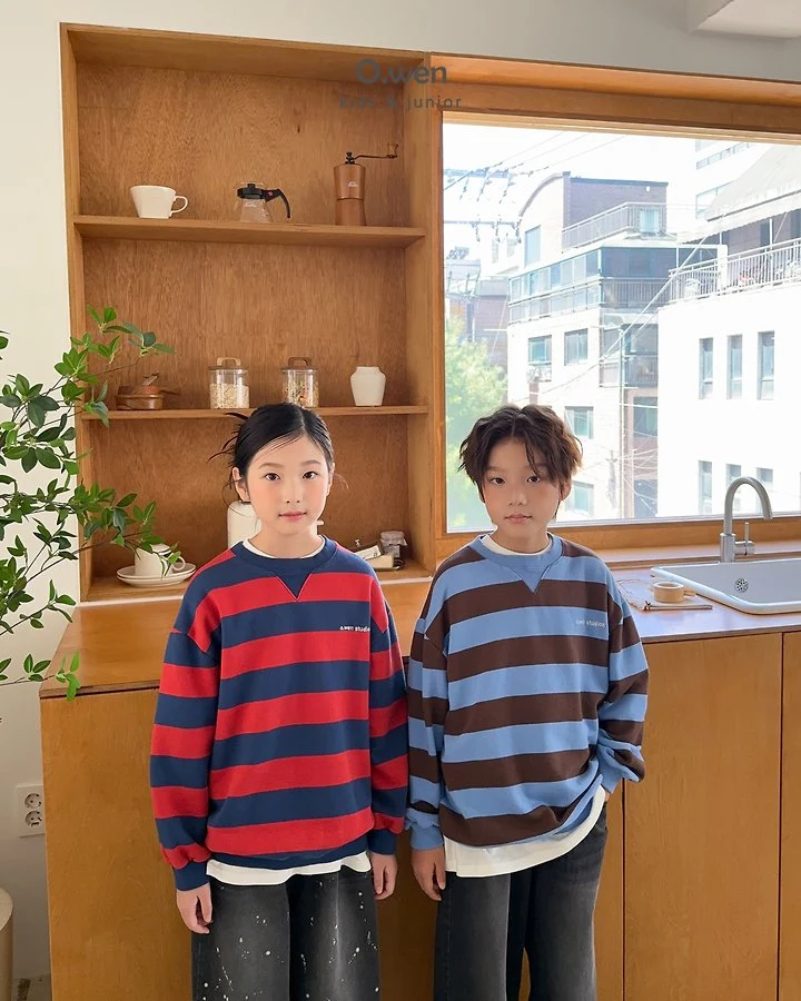 O Wen - Korean Children Fashion - #kidzfashiontrend - Block Striped Sweatshirt - 4