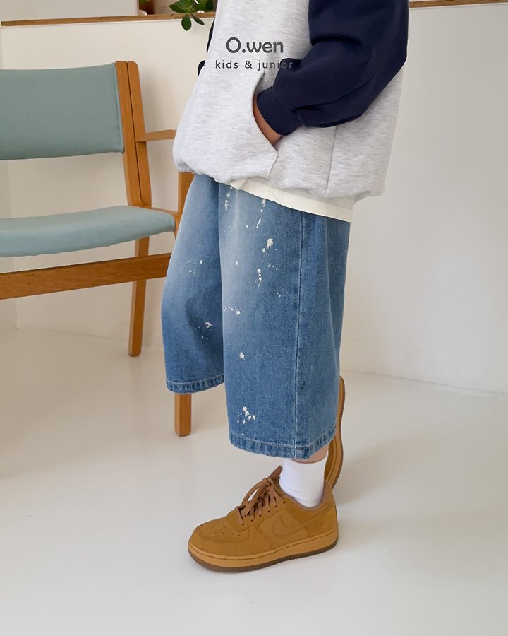 O Wen - Korean Children Fashion - #childofig - Painting Bermuda Denim Pants