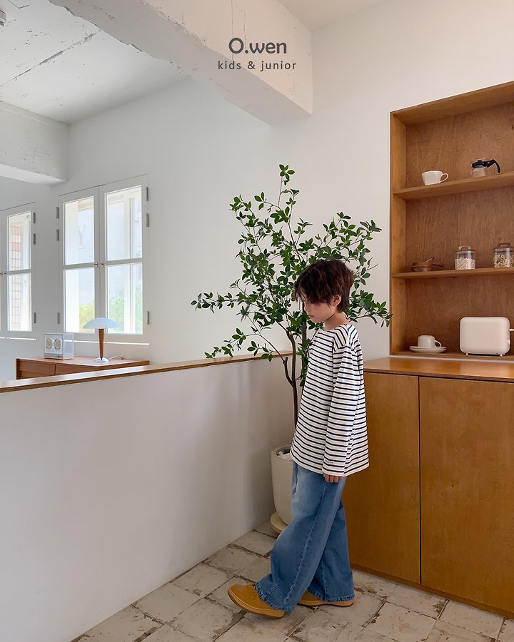 O Wen - Korean Children Fashion - #designkidswear - Boat Neck Striped Tee - 7