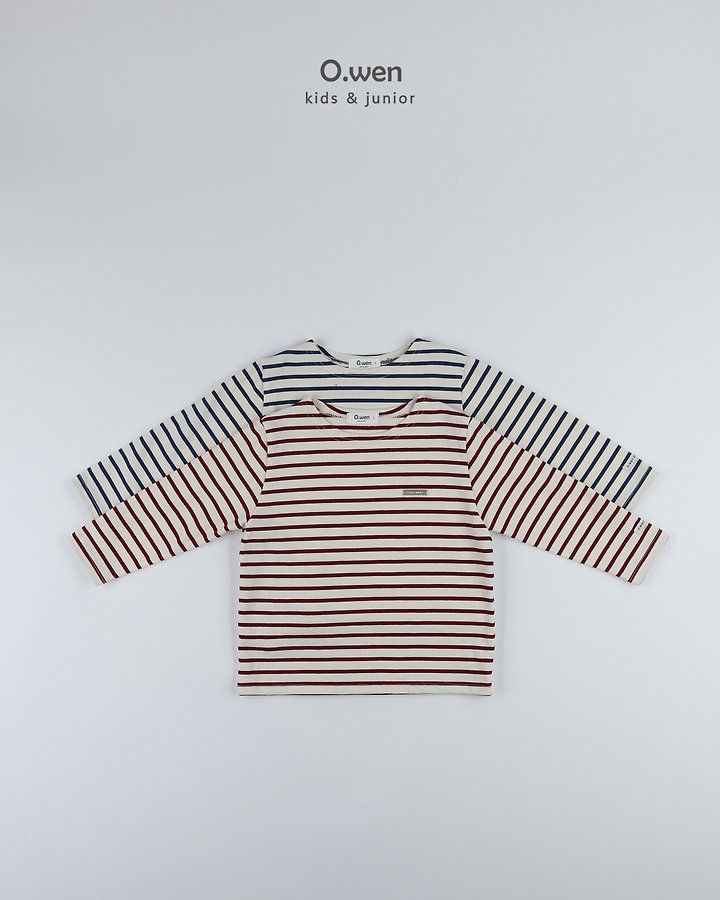 O Wen - Korean Children Fashion - #kidzfashiontrend - Boat Neck Striped Tee - 12