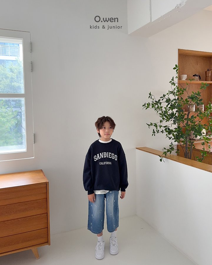 O Wen - Korean Children Fashion - #kidzfashiontrend - Painting Bermuda Denim Pants - 9