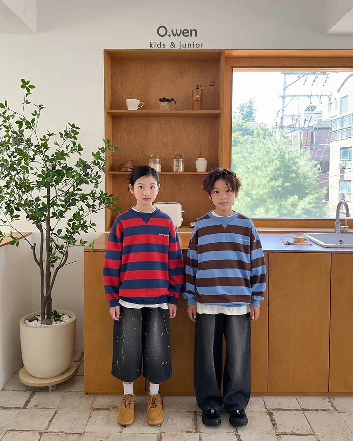 O Wen - Korean Children Fashion - #kidzfashiontrend - Block Striped Sweatshirt - 3