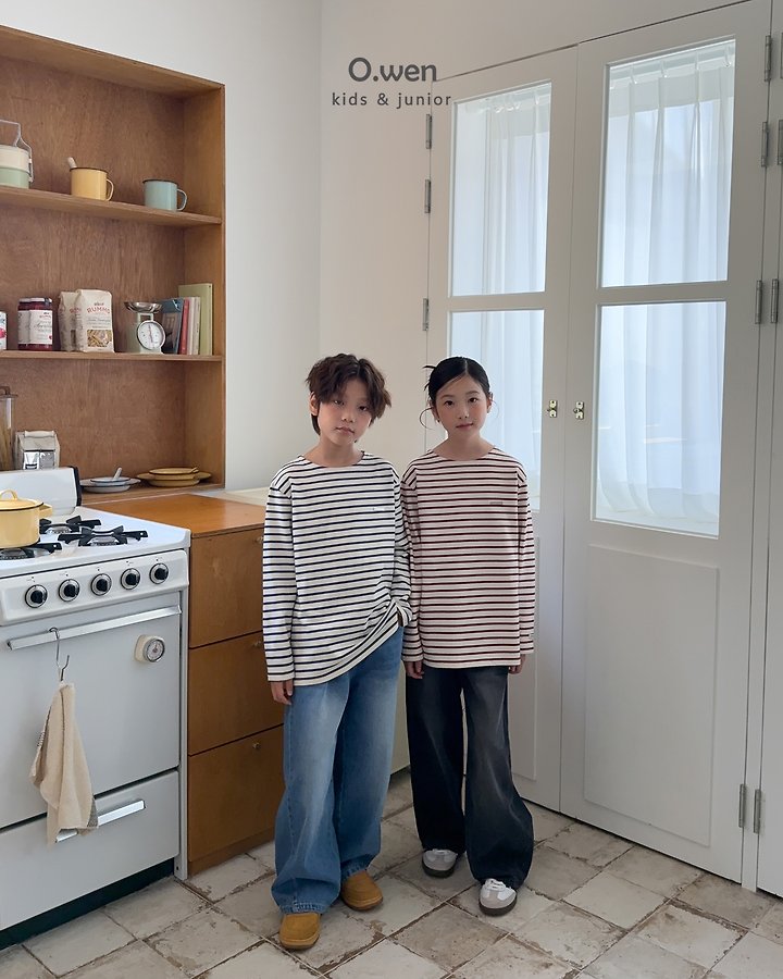 O Wen - Korean Children Fashion - #toddlerclothing - Boat Neck Striped Tee - 4