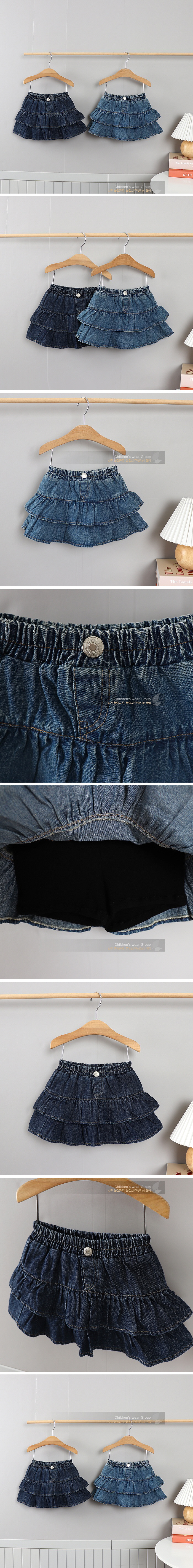 Olive denim - Korean Children Fashion - #Kfashion4kids - Denim Layered Skirt Pants