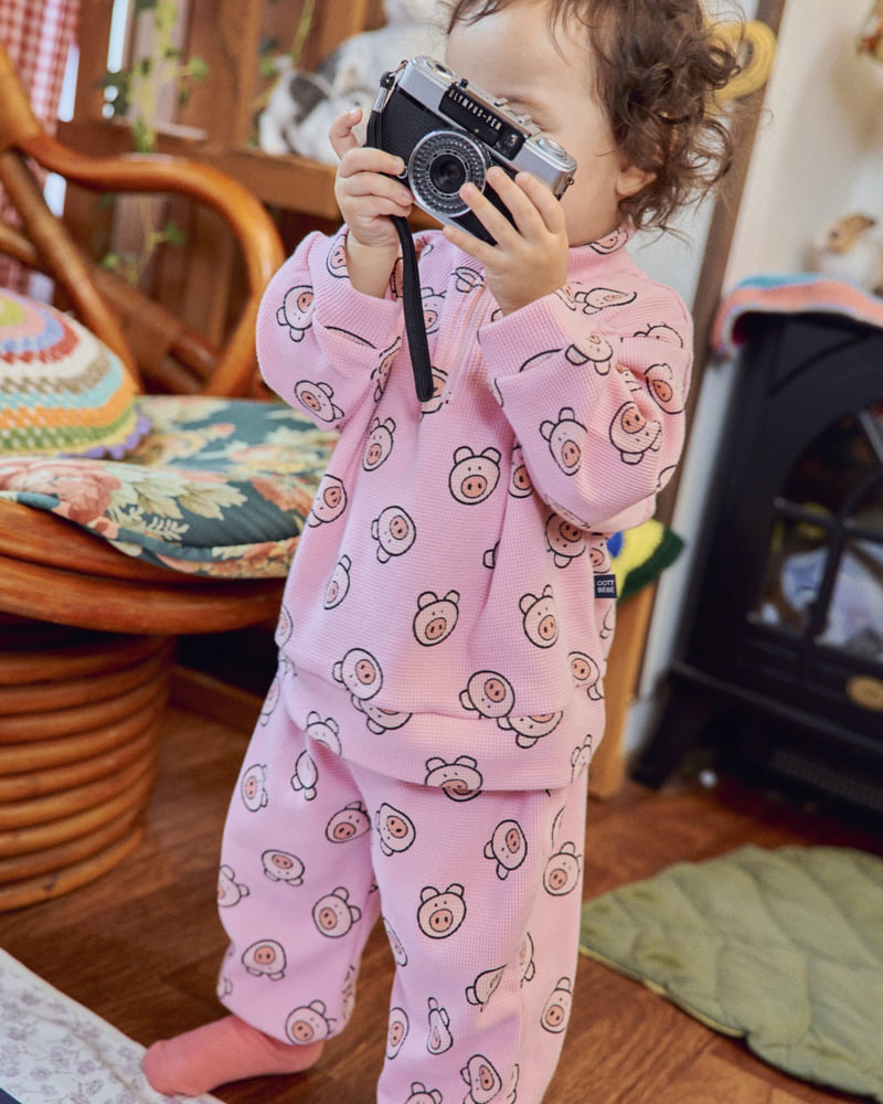 Oott Bebe - Korean Baby Fashion - #babyboutique - Little Palm Waffle Anorak Top & Bottom Set - 9