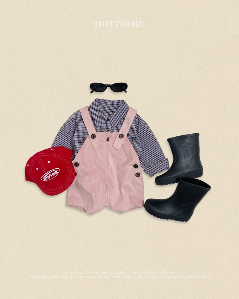 Oott Bebe - Korean Baby Fashion - #babyboutiqueclothing - Cappuccino Check Shirt - 12