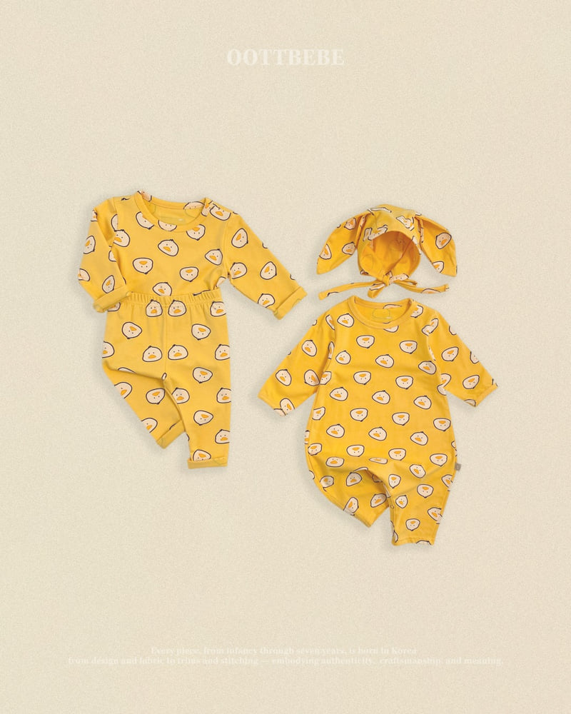 Oott Bebe - Korean Baby Fashion - #babyfever - Little Farm Bodysuit + Bonnet Set - 12