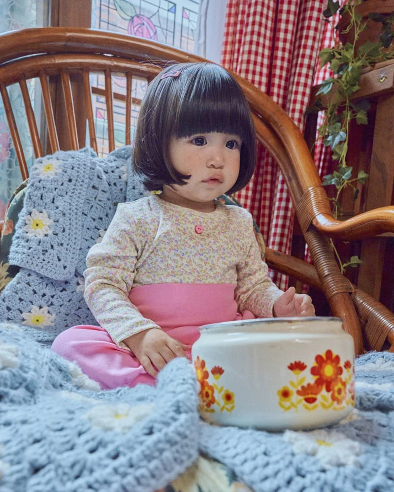 Oott Bebe - Korean Baby Fashion - #babyfever - Flower Top & Bottom Loungewear - 3