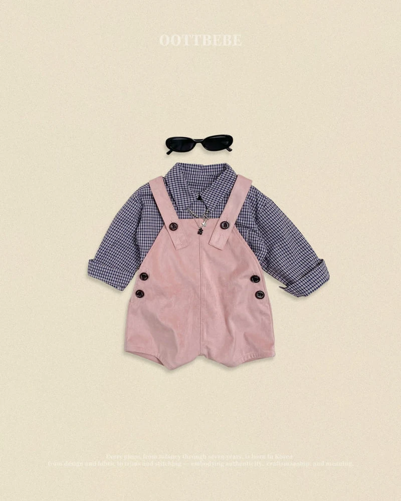 Oott Bebe - Korean Baby Fashion - #babylifestyle - Cappuccino Check Shirt - 2