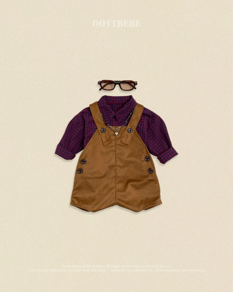 Oott Bebe - Korean Baby Fashion - #babyoninstagram - Cappuccino Check Shirt - 3