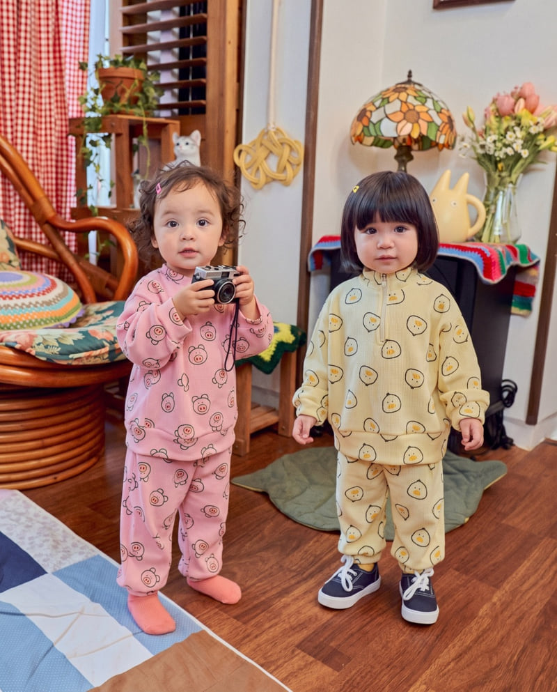 Oott Bebe - Korean Baby Fashion - #babyoninstagram - Little Palm Waffle Anorak Top & Bottom Set